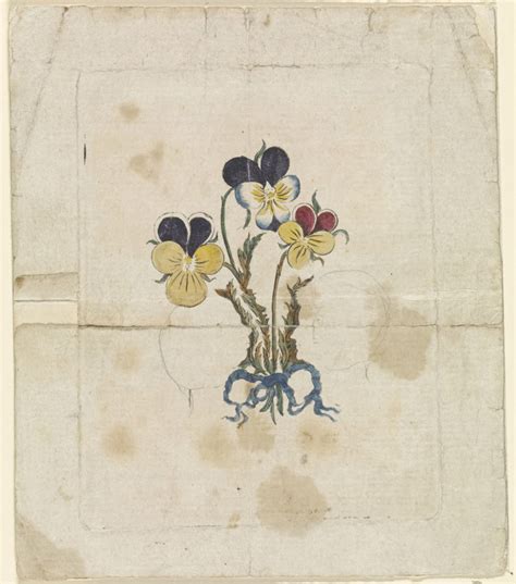 Three Pansies With Silhouette Portraits Of William V Prince Of Orange