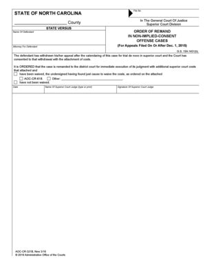 Fillable Online Nccourts Order Of Remand Nccourts Fax Email Print