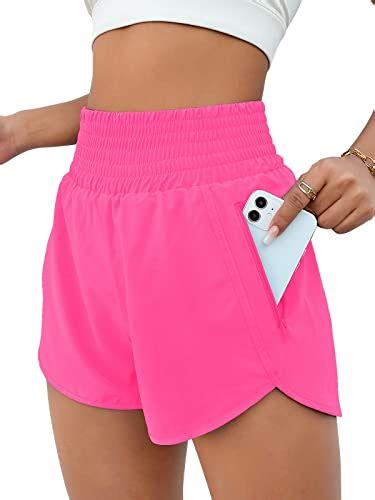 Bmjl Womens Athletic Shorts High Waisted Running Shorts Pocket Sporty Shorts Gym Elastic