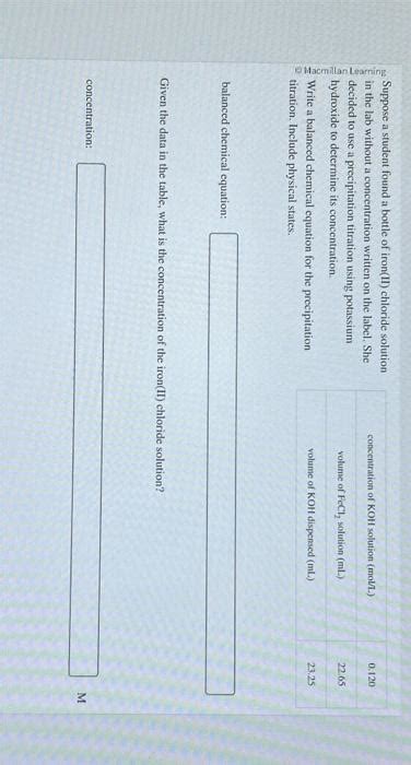 Solved Suppose a student found a bottle of iron(II) chloride | Chegg.com