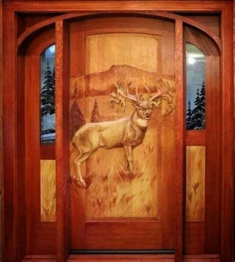 Deer Front Door Carved Doors Rustic Doors Wooden Doors