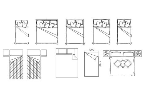 Beautiful Different Types Of 2d Bed Design Autocad Furniture Drawing Images And Photos Finder