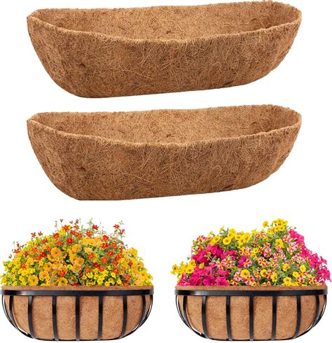 Riare 4 Pack 36 Inch Trough Coco Coir Liners For Planters Pre Formed Coconut Coir