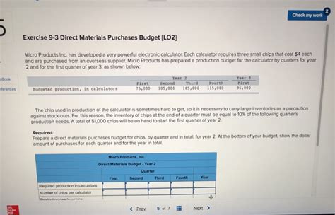 Solved Check My Work Exercise Direct Materials Purchases Chegg