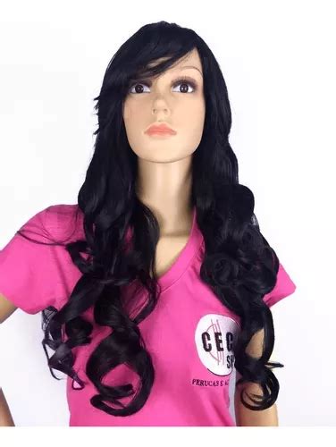 Peruca Lace Wig Cacheada Preto Natural Fibra Futura 70 Cm MercadoLivre