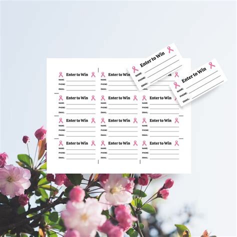 Printable Pink Ribbon Raffle Ticket Template Breast Cancer Fundraiser Draw Tickets Instant