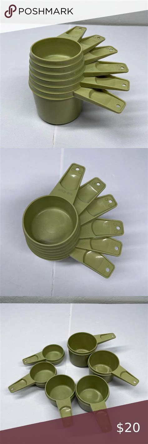 Vintage Tupperware Avocado Green Measuring Cup Set Plastic Baking