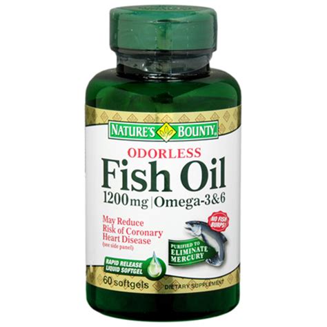 Natures Bounty Odorless Fish Oil 1200mg Enteric Coated Softgels 60 Ea