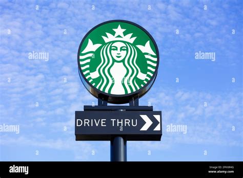 Starbucks drive-thru sign starbucks logo, starbucks Sign Stock Photo ...