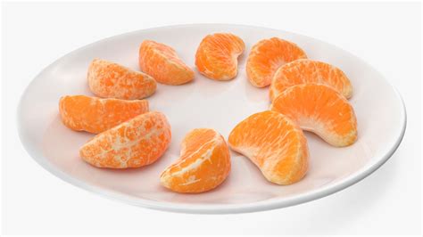 Peeled Mandarin Orange Segments On White Plate 3d Model 34 3ds