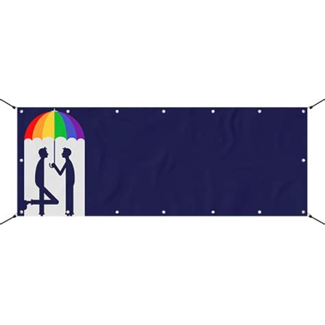 Pair Under Rainbow Umbrella LGBTQ Gay Pride Design Small Personalised Banner Ft X Ft