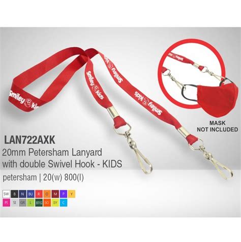 20mm Petersham Lanyard With 1 Colour Print For Holding Mask Kids