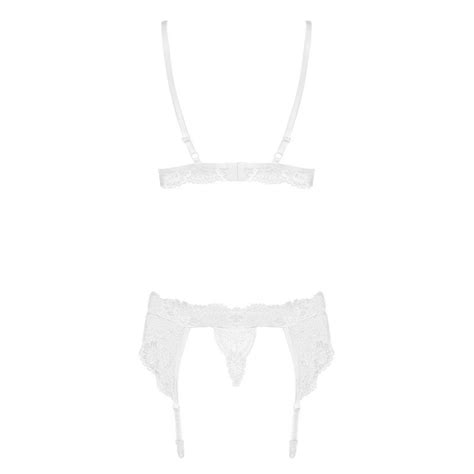 Obsessive Lingerie Set Pi Ces Blanc Seg La Clef Des Charmes