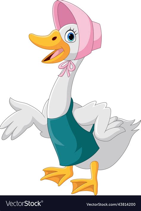 Cartoon duck wearing hat on white background Vector Image