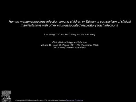 Human metapneumovirus infection among children in Taiwan: a comparison ...