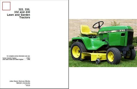 John Deere 322 330 332 430 Lawn And Garden Tractor Service Repair Manual Cd For Sale