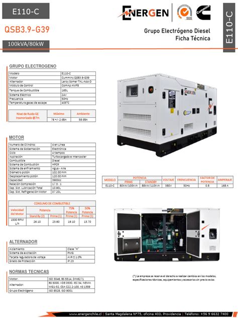 Qsb39 G39 Grupo Electrógeno Diesel Ficha Técnica Descargar Gratis Pdf Motor Diesel Pistón