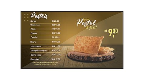 Tabela Digital Para Pastelaria E Casa De Salgados Menu Food Menu