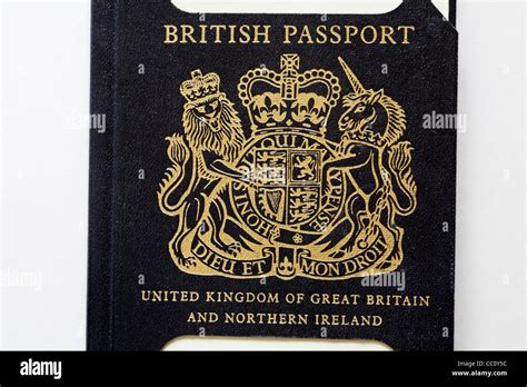 Close Up Of Detail On Front Of Old British Passport With Corner Cut