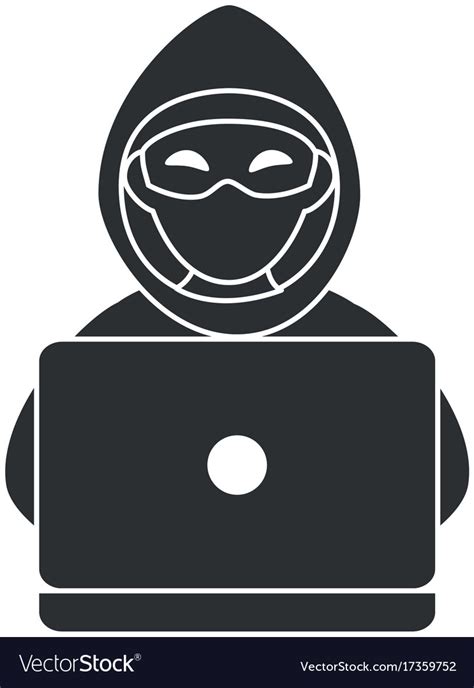 Cyber Thief Avatar Character With Laptop Vector Image