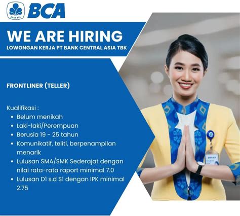 Lowongan Kerja Frontliner Di Bank Central Asia Tbk 2022 Nugasin