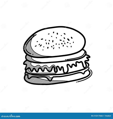 Hamburger Doodle Vector Icon Drawing Sketch Illustration Hand Drawn