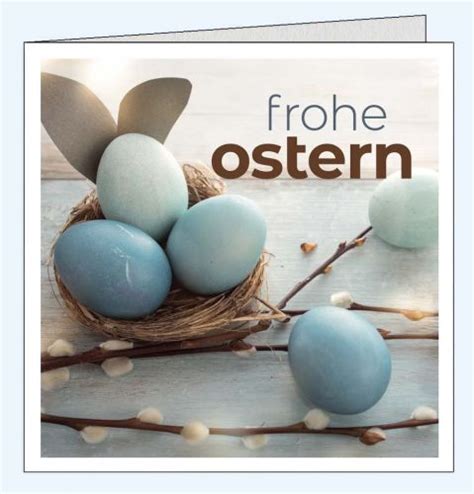 Quadratische Osterkarte Mit Blauen Ostereiern Bachmann Karten