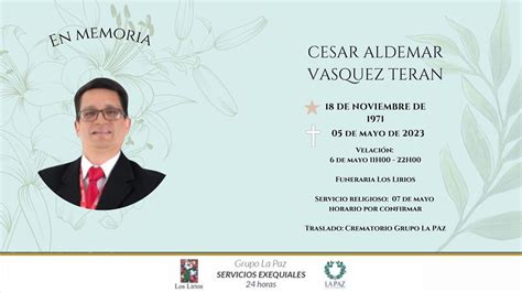 En Memoria De Cesar Adelmar Vasquez Ter N Youtube