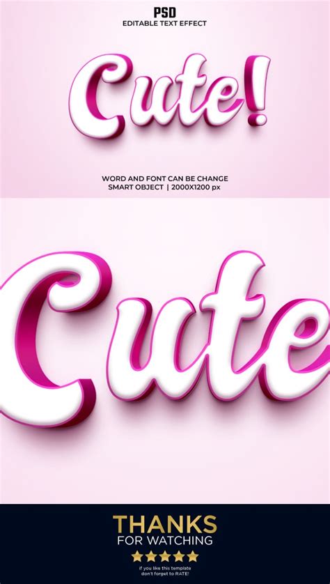 Cute 3d Editable Text Effect And Layer Style Premium Psd With