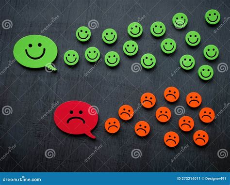 Positive And Negative Thoughts Concept Happy And Unhappy Emoticons