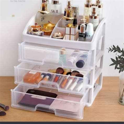 Jual RAK KOSMETIK ORGANIZER MAKE UP ATK TEMPAT KACA CERMIN PLASTIK 3 LACI COSMETIC SUSUN MAKEUP ...