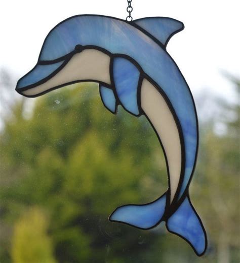 Dolphin Stained Glass Suncatcher Etsy