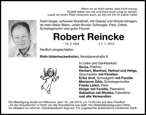 Traueranzeigen Von Robert Reincke Trauer Nn De