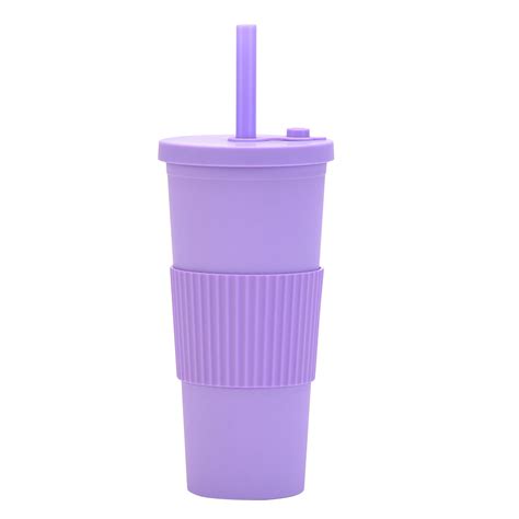 Water Cups With Lids And Straws Creative Straw Water Cup Heat Insulating Hand Rest Pp Straw Cup ...