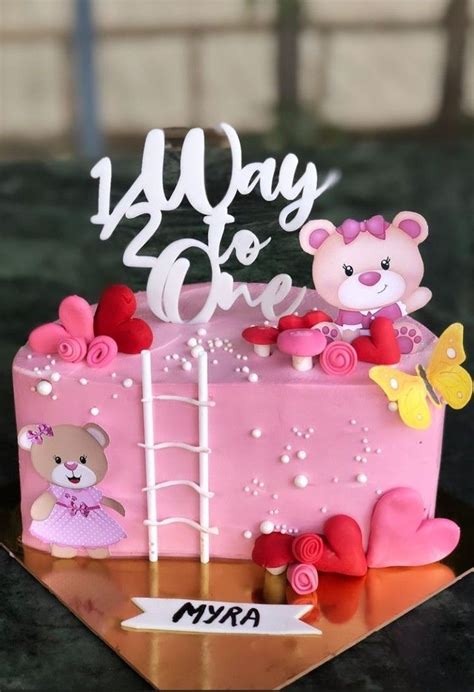 Pink Teddy Bear Birthday Cake for Baby Girl