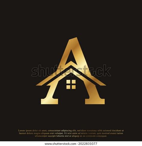 Initial Letter Home House Golden Logo Stock Vector Royalty Free