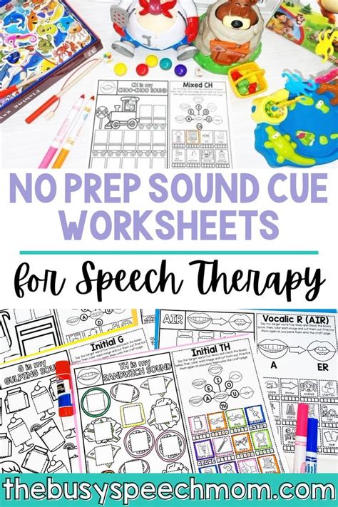 No Prep Sound Cue Worksheets For Speech Therapy With Text Overlay That