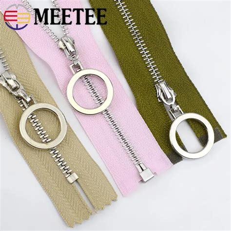 Meetee 5pcs 20 70cm 3 Metal Close End Open End Zipper Auto Lock O Ring