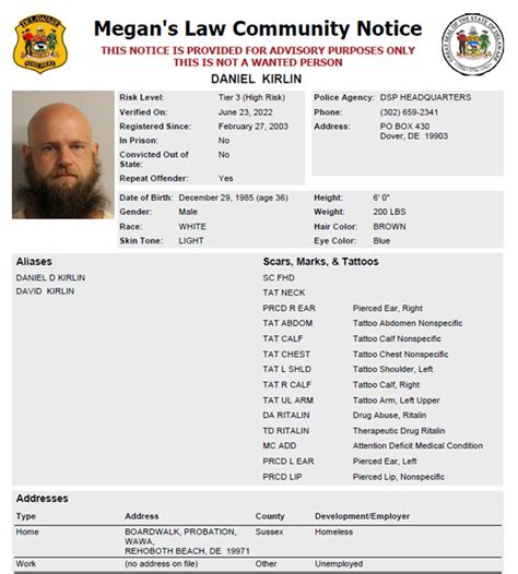 Homeless Sex Offender Notification Delaware State Police State Of