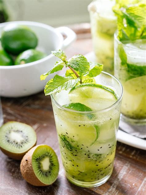 Kiwi Lime Mojito Recipe Homemade Recipes Yummy Drinks Kiwi Drink