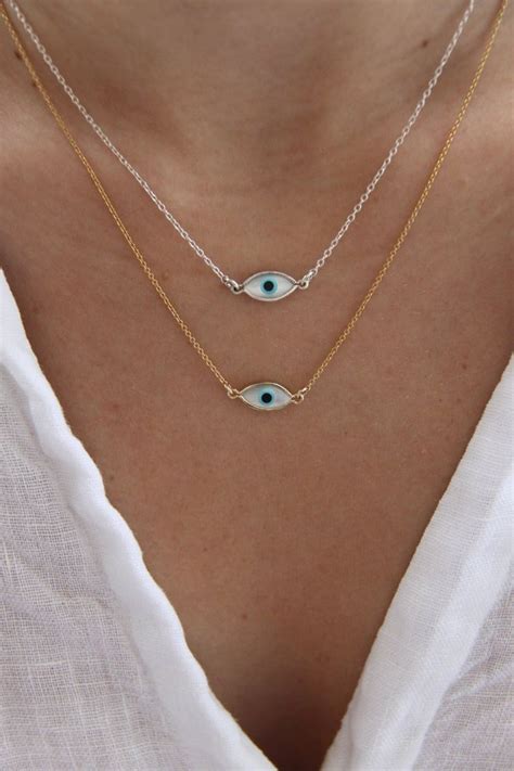 Evil Eye Necklace Gold Evil Eye Necklace Dainty Evil Eye Etsy Evil