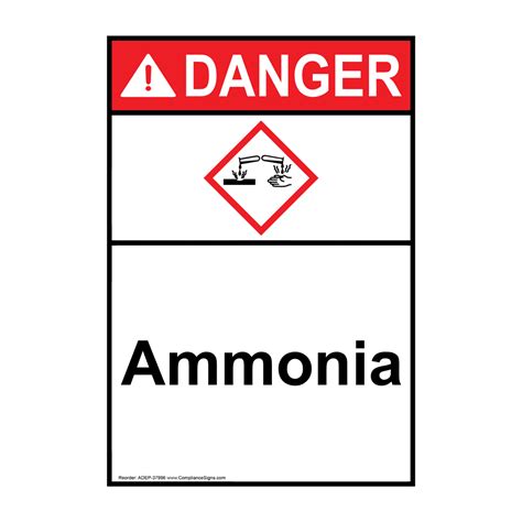 Ansi Ghs Ammonia Vertical Sign Or Label White