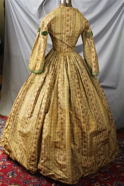 American Civil War Era Plaid Floral Yellow Dress Yellow Floral Dress