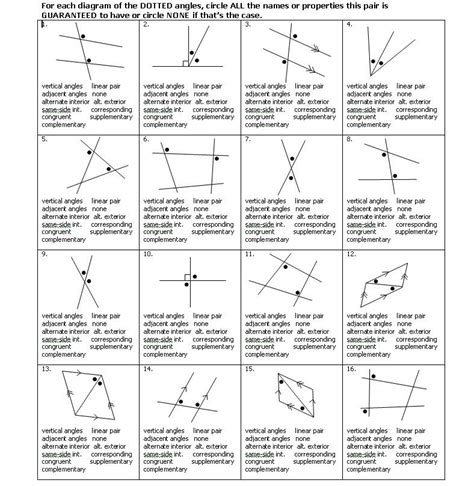 Name That Angle Pair Color Worksheet Answers