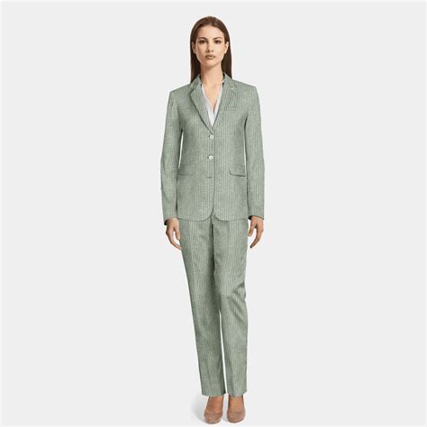 Light Green 3 Button Seersucker Pant Suit Relaxed Fit Sumissura