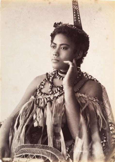 Thinking Woman Portrait Of An Unidentified Samoan Woman Wearing A