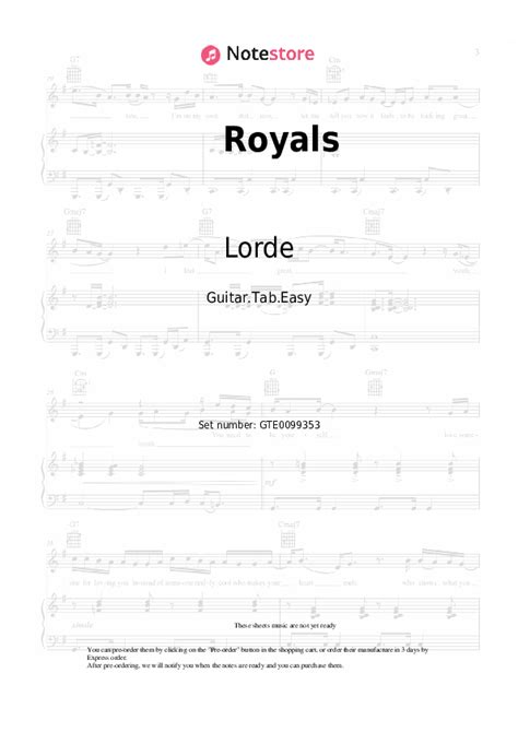 Lorde Royals Guitar Chords And Tabs In Note Guitartab