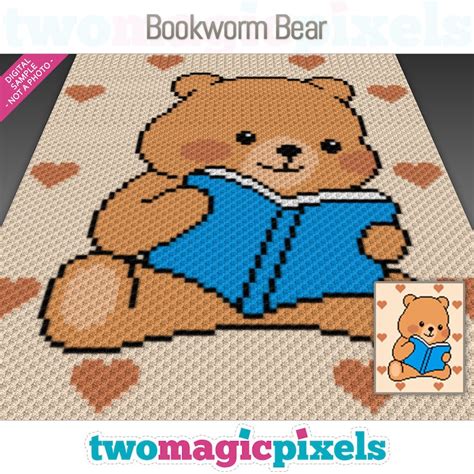 Bookworm Bear Crochet Graph C2c Mini C2c Sc Hdc Dc Tss Etsy