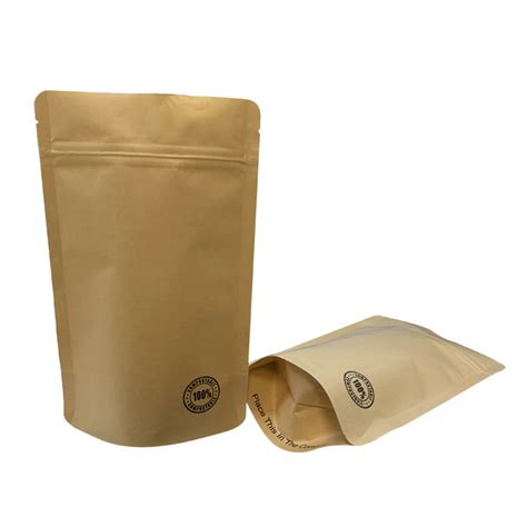 250g Biodegradable Stand Up Pouch With Zipper 100 Compostable 100