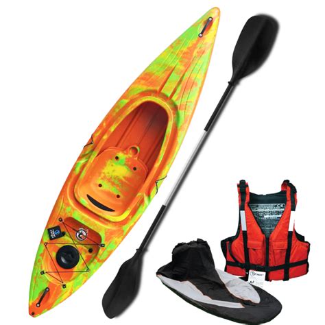 Riber Deluxe One Man Sit In Kayak Lake Orange Green & Yellow Starter Pack for sale from United ...